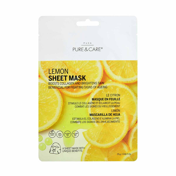 Lemon Sheet Mask boosts collagen in the skin I PUCA - PURE & CARE