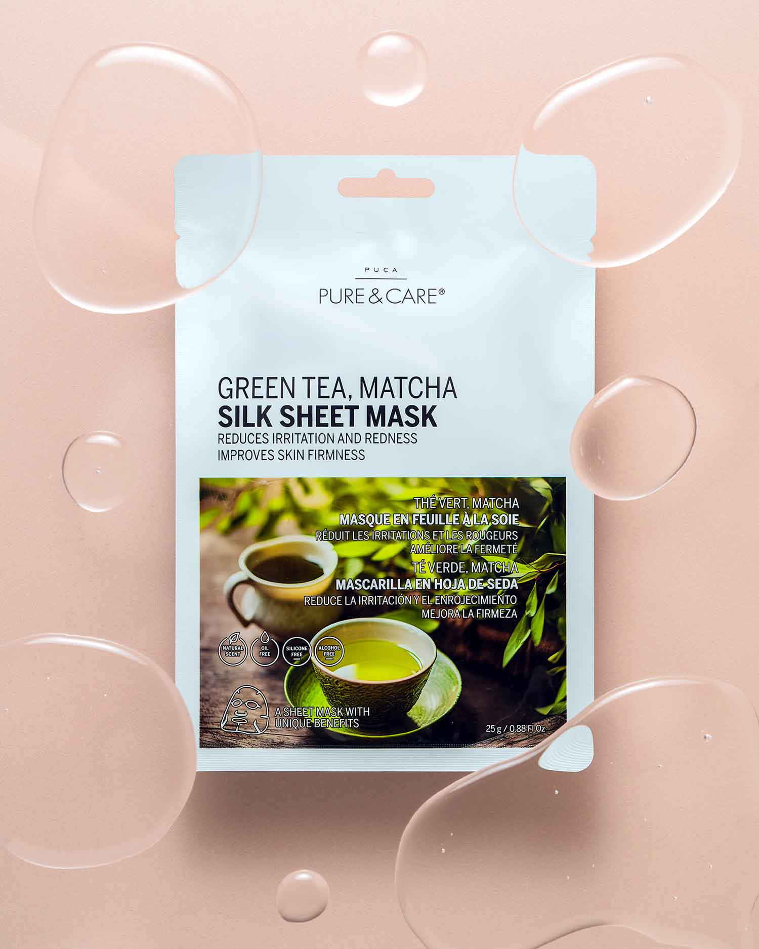 Tuchmaske aus Seide Grüner Tee